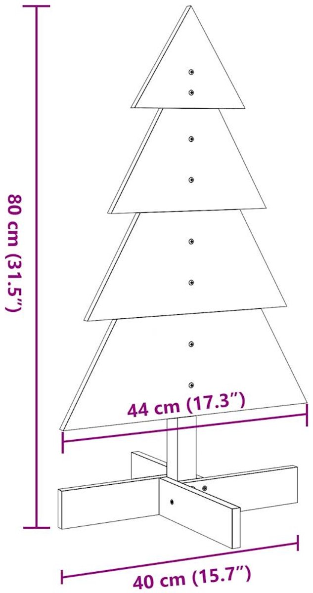 vidaXL Houten Kerstboom 80 cm massief grenenhout wasbruin