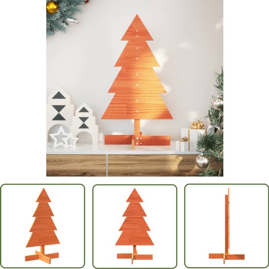vidaXL Houten Kerstboom 80 cm massief grenenhout wasbruin
