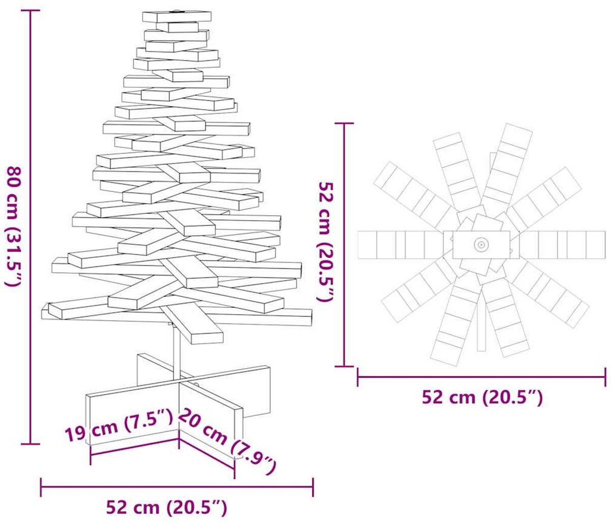 vidaXL Houten Kerstboom 80 cm Wasbruin