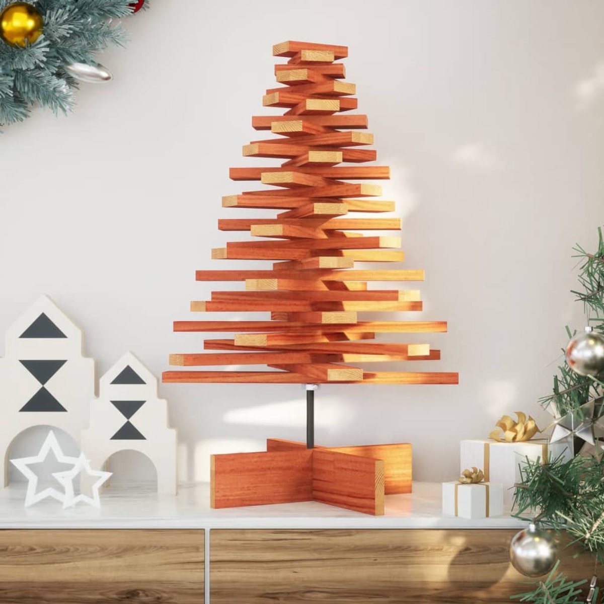 vidaXL Houten Kerstboom 80 cm Wasbruin
