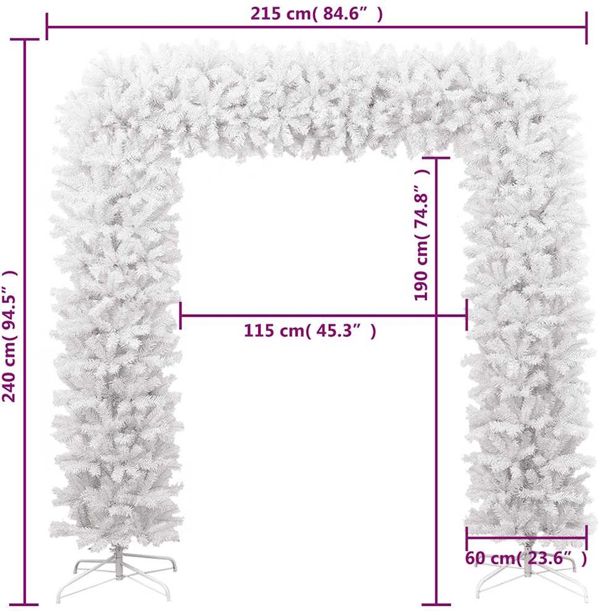 vidaXL Kerstboog 240 cm wit