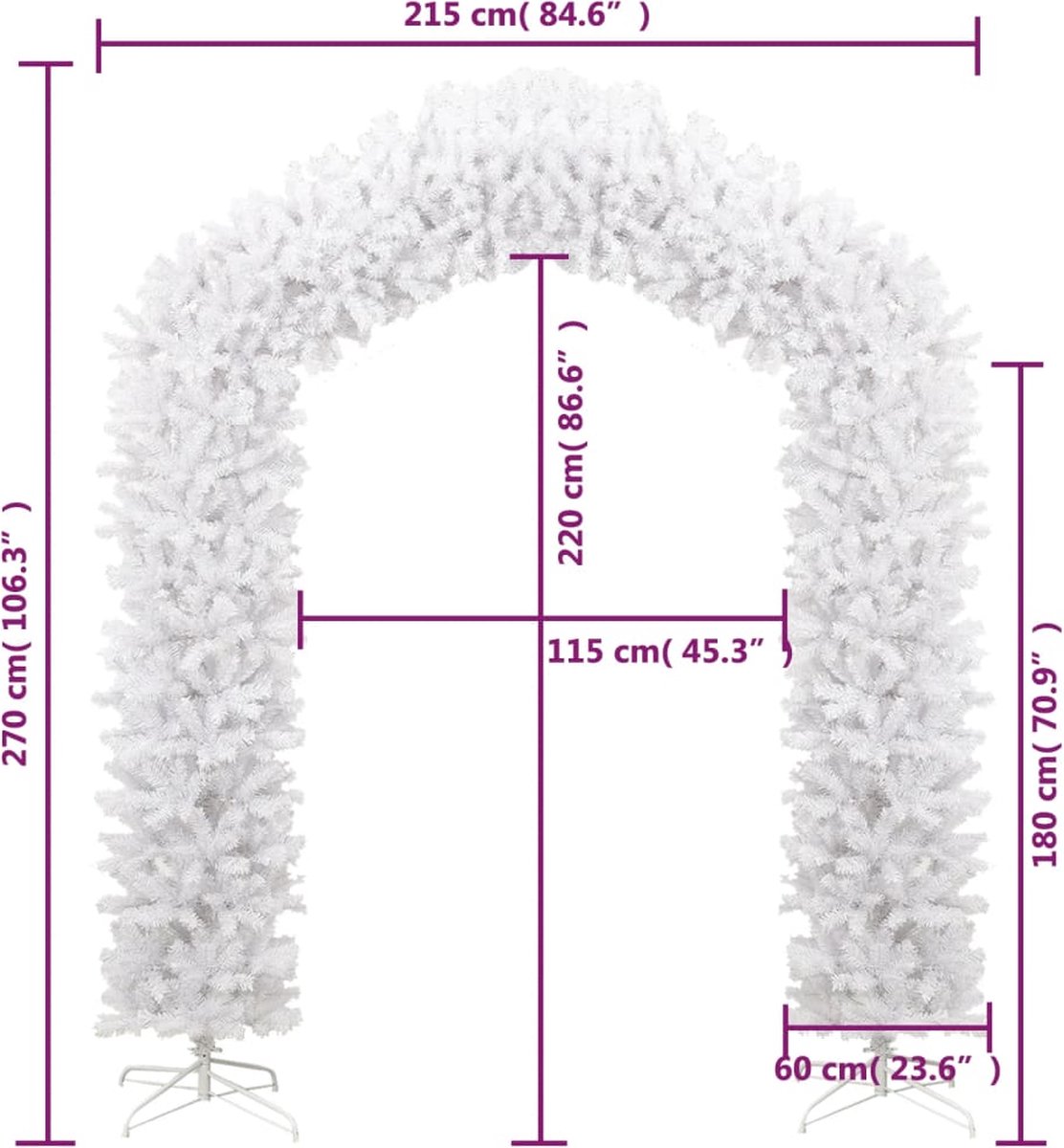 vidaXL Kerstboog 270 cm wit