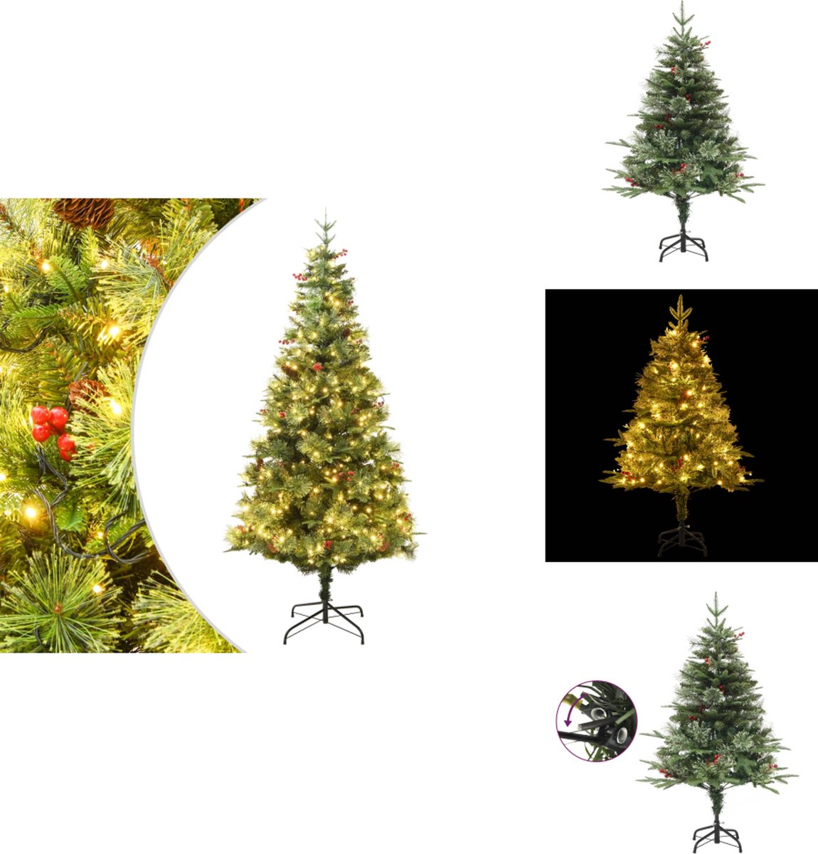 vidaXL Kerstboom 120 cm PVC PE groen LED
