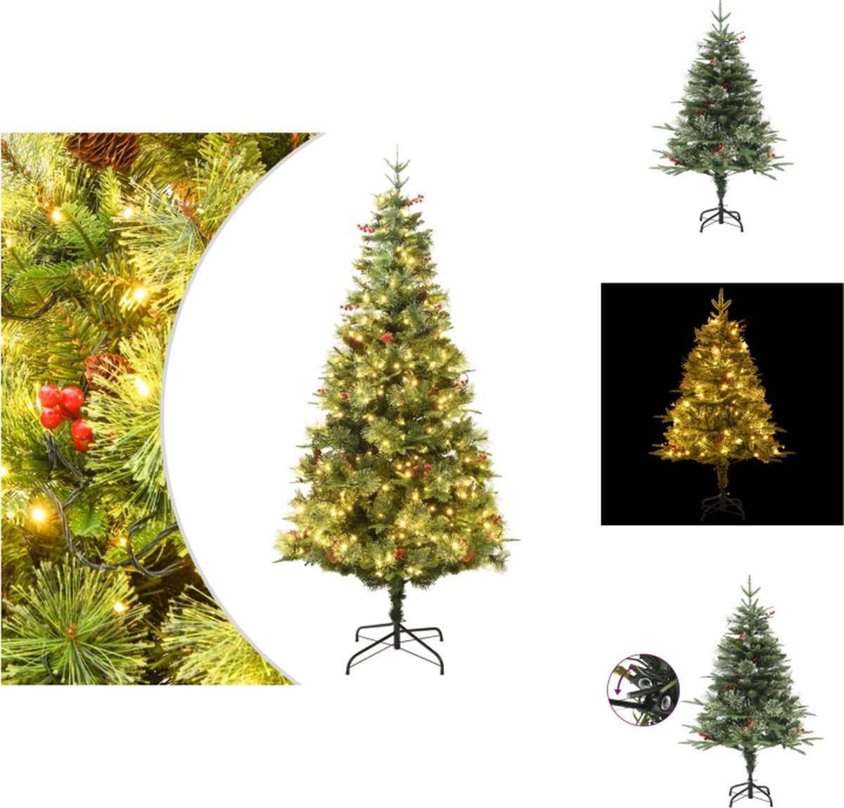 vidaXL Kerstboom 120 cm PVC PE groen LED