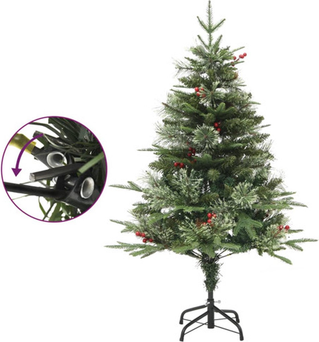 vidaXL Kerstboom 120 cm PVC PE groen LED