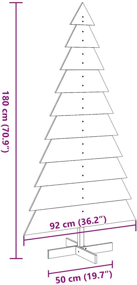 vidaXL Kerstboom 180 cm Massief Grenenhout Wasbruin