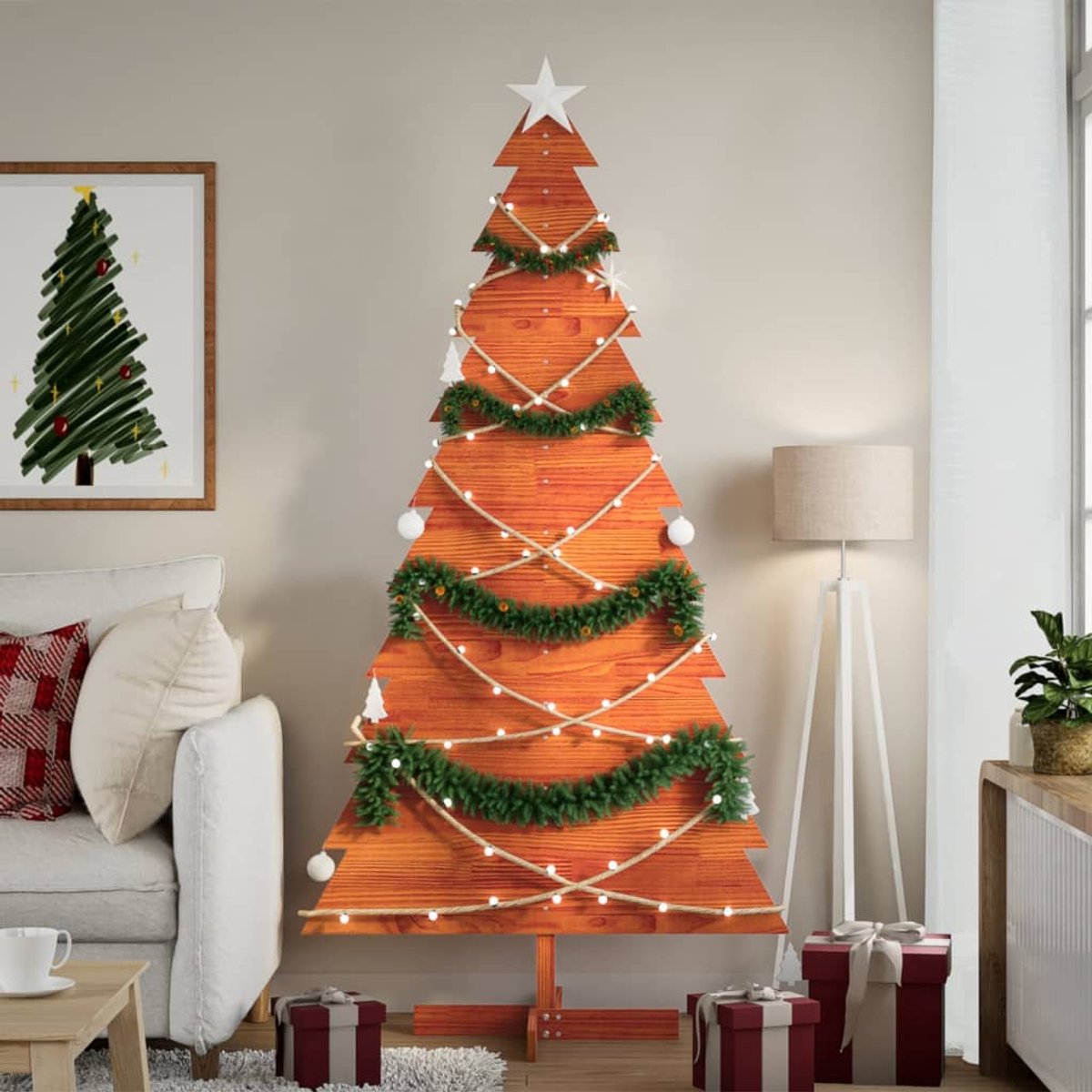 vidaXL Kerstboom 180 cm Massief Grenenhout Wasbruin