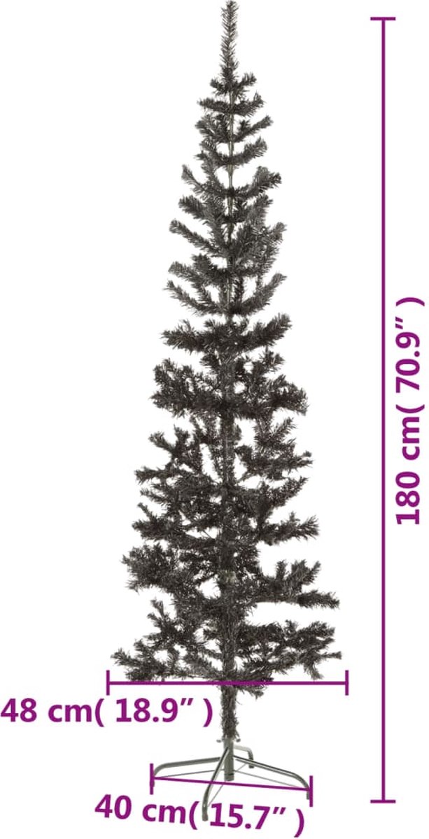 vidaXL Kerstboom 180 cm Smal Zwart