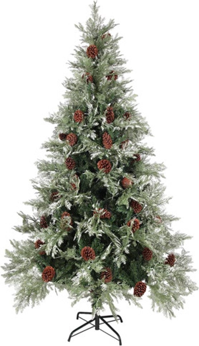 vidaXL Kerstboom 195 cm PVC en PE groen wit met LED