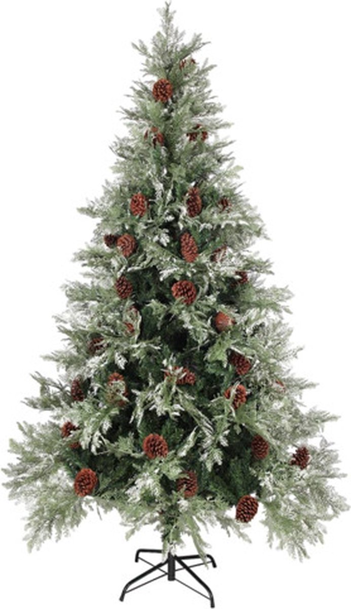 vidaXL Kerstboom 195 cm PVC PE groen LED dennenappels