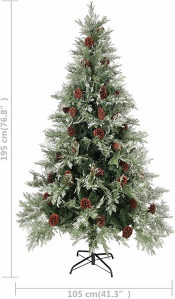 vidaXL Kerstboom 195 cm PVC PE groen LED dennenappels
