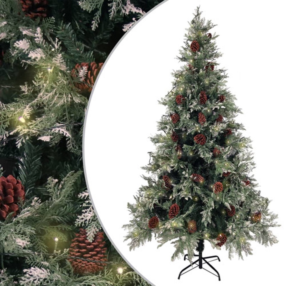 vidaXL Kerstboom 195 cm PVC PE groen LED dennenappels