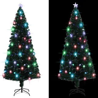 vidaXL Kerstboom 210 cm glasvezel met LED en standaard