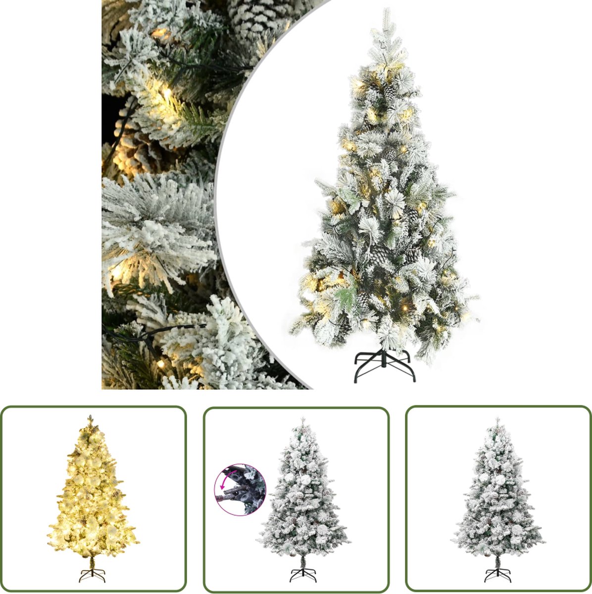 vidaXL Kerstboom 225 cm PVC en PE met LED