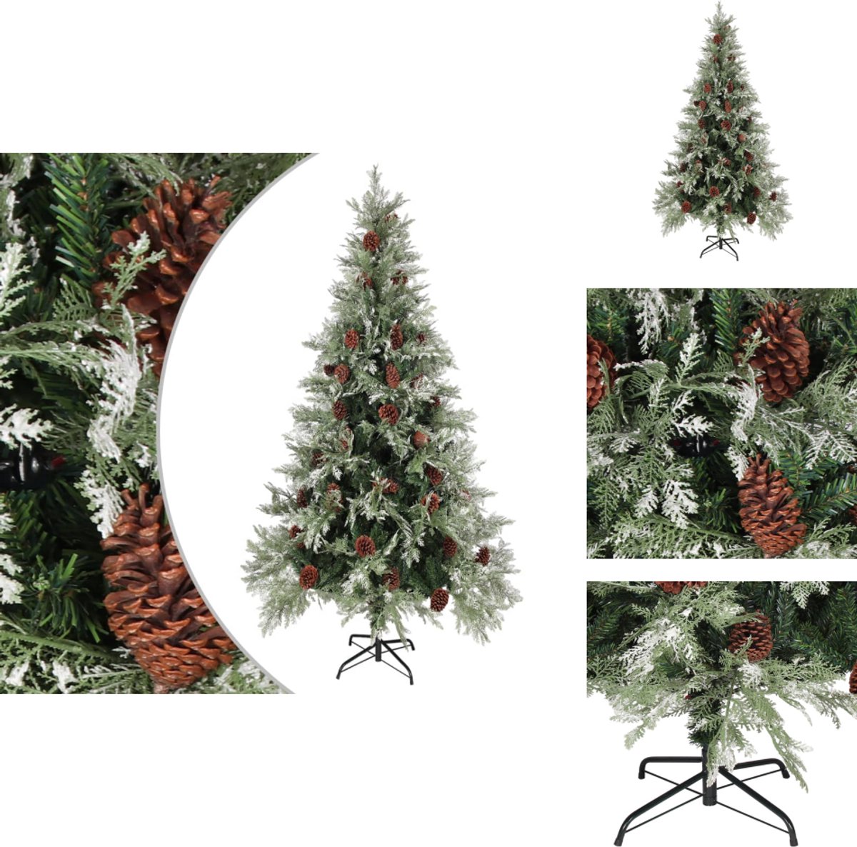 vidaXL Kerstboom 225 cm PVC PE groen wit