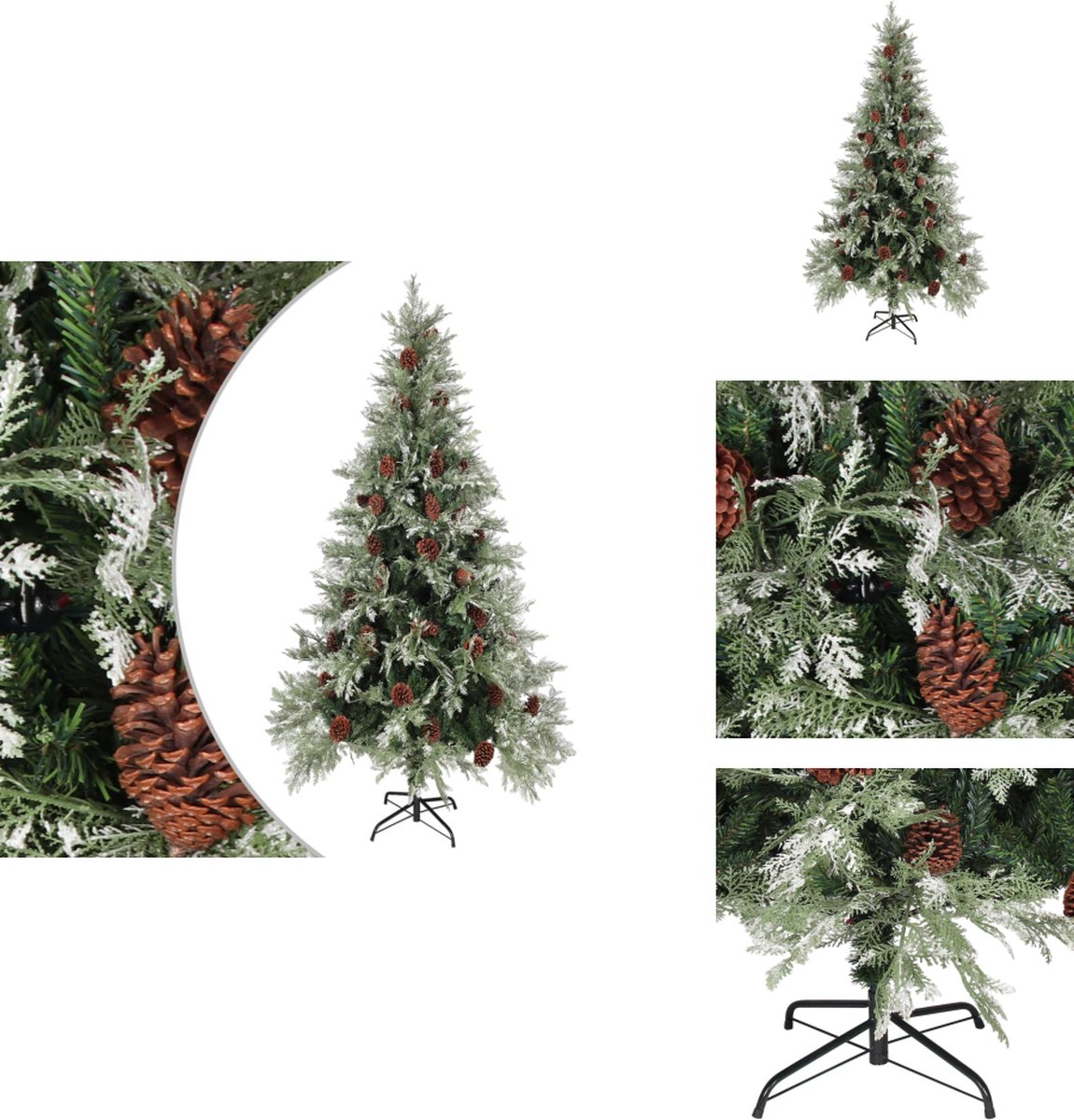 vidaXL Kerstboom 225 cm PVC PE groen wit