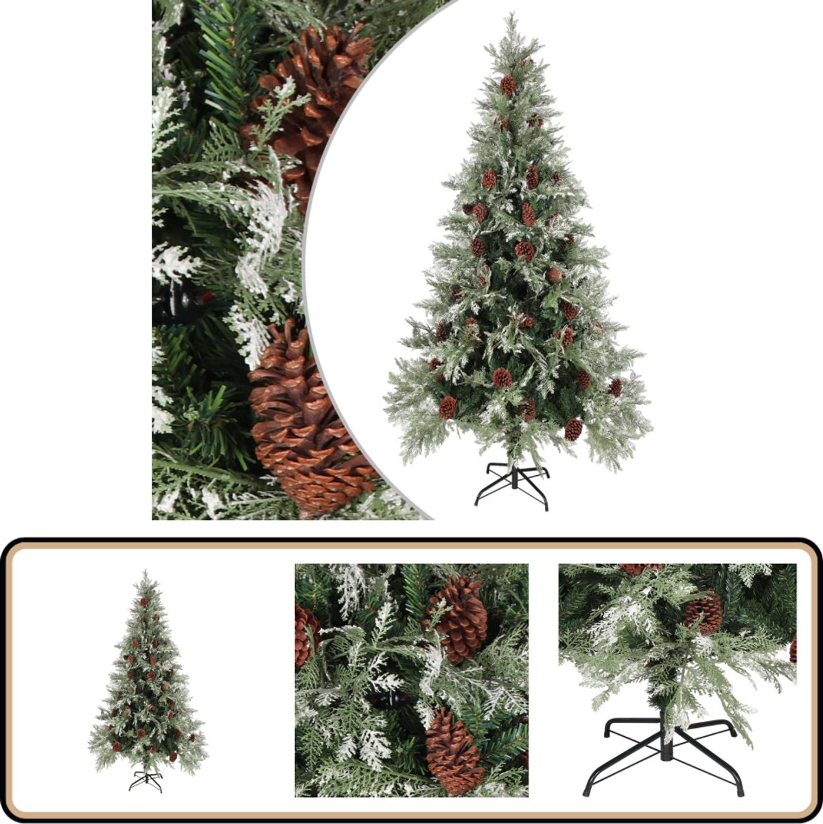 vidaXL Kerstboom 225 cm PVC PE groen wit