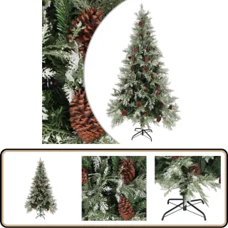 vidaXL Kerstboom 225 cm PVC PE groen wit