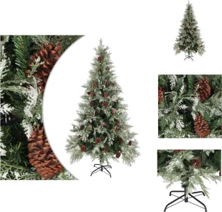 vidaXL Kerstboom 225 cm PVC PE groen wit