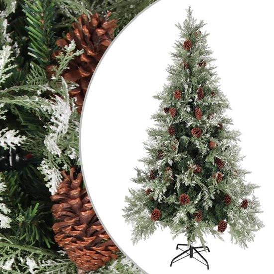 vidaXL Kerstboom 225 cm PVC PE groen wit