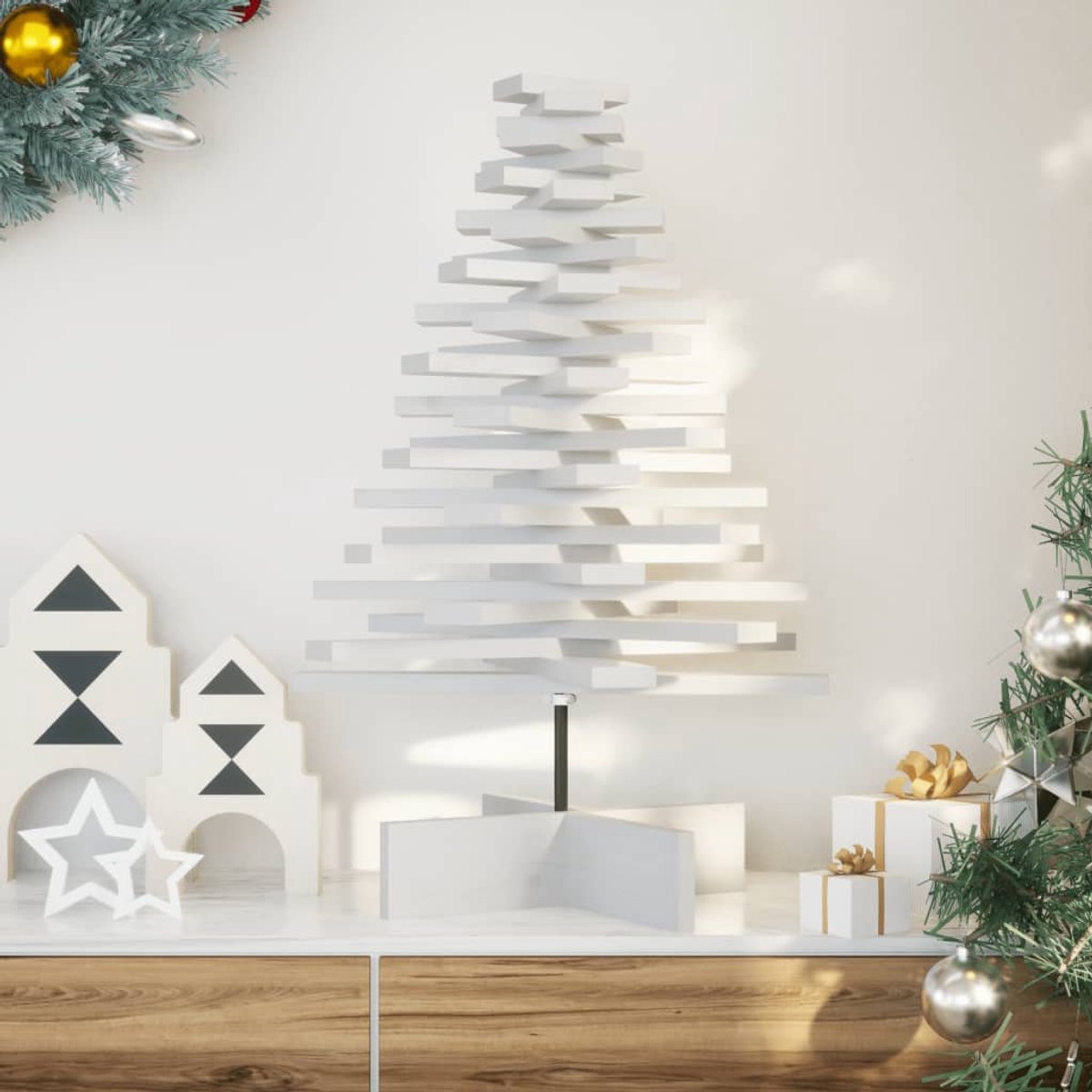vidaXL Kerstboom 80 cm Massief Grenenhout Wit
