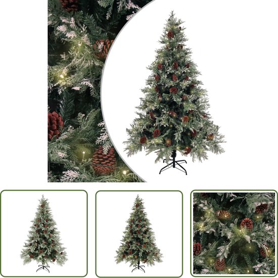 vidaXL Kerstboom LED 120 cm PVC & PE groen wit