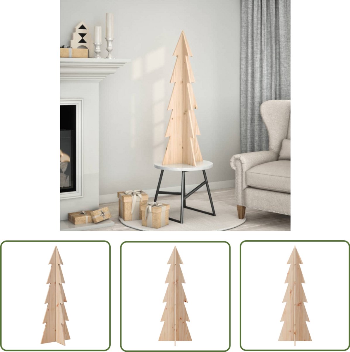 vidaXL Kerstboom massief grenenhout 112 cm