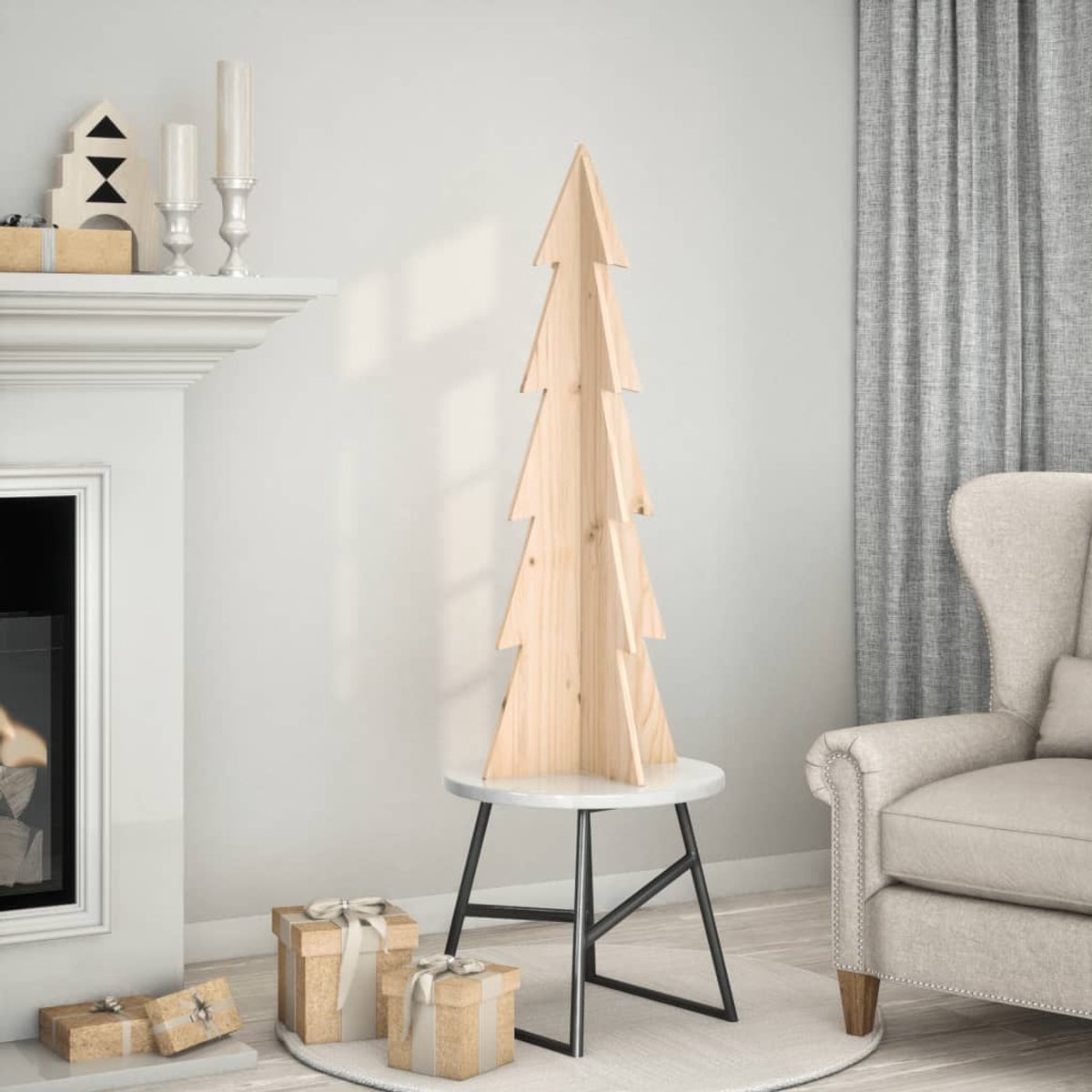 vidaXL Kerstboom massief grenenhout 112 cm
