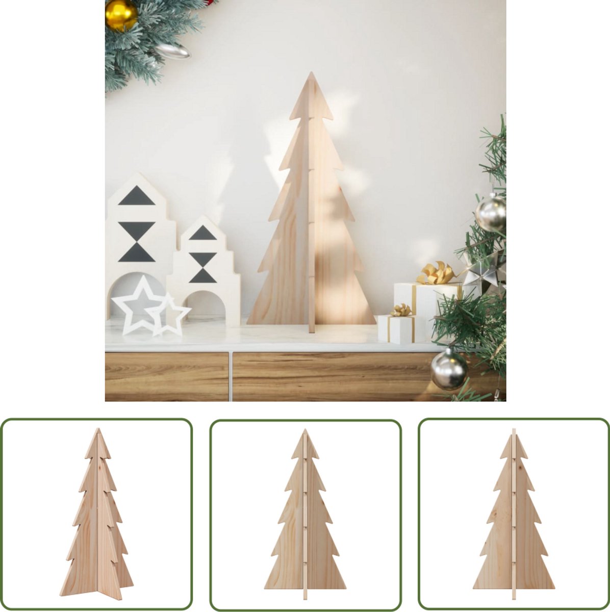 vidaXL Kerstboom massief grenenhout 59,5 cm