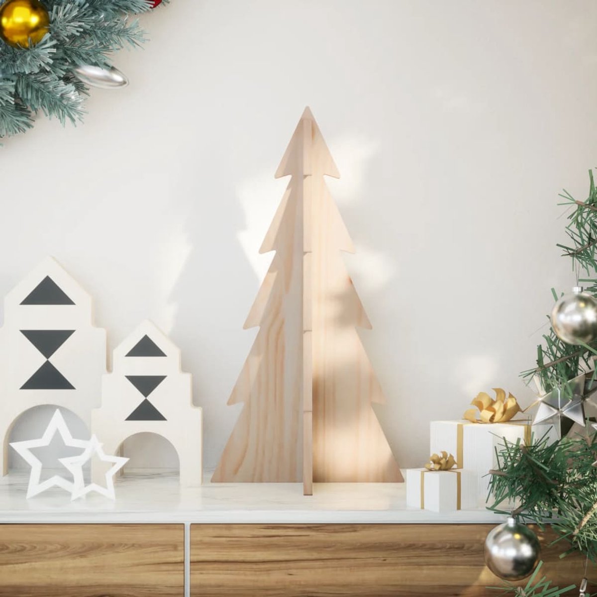 vidaXL Kerstboom massief grenenhout 59,5 cm