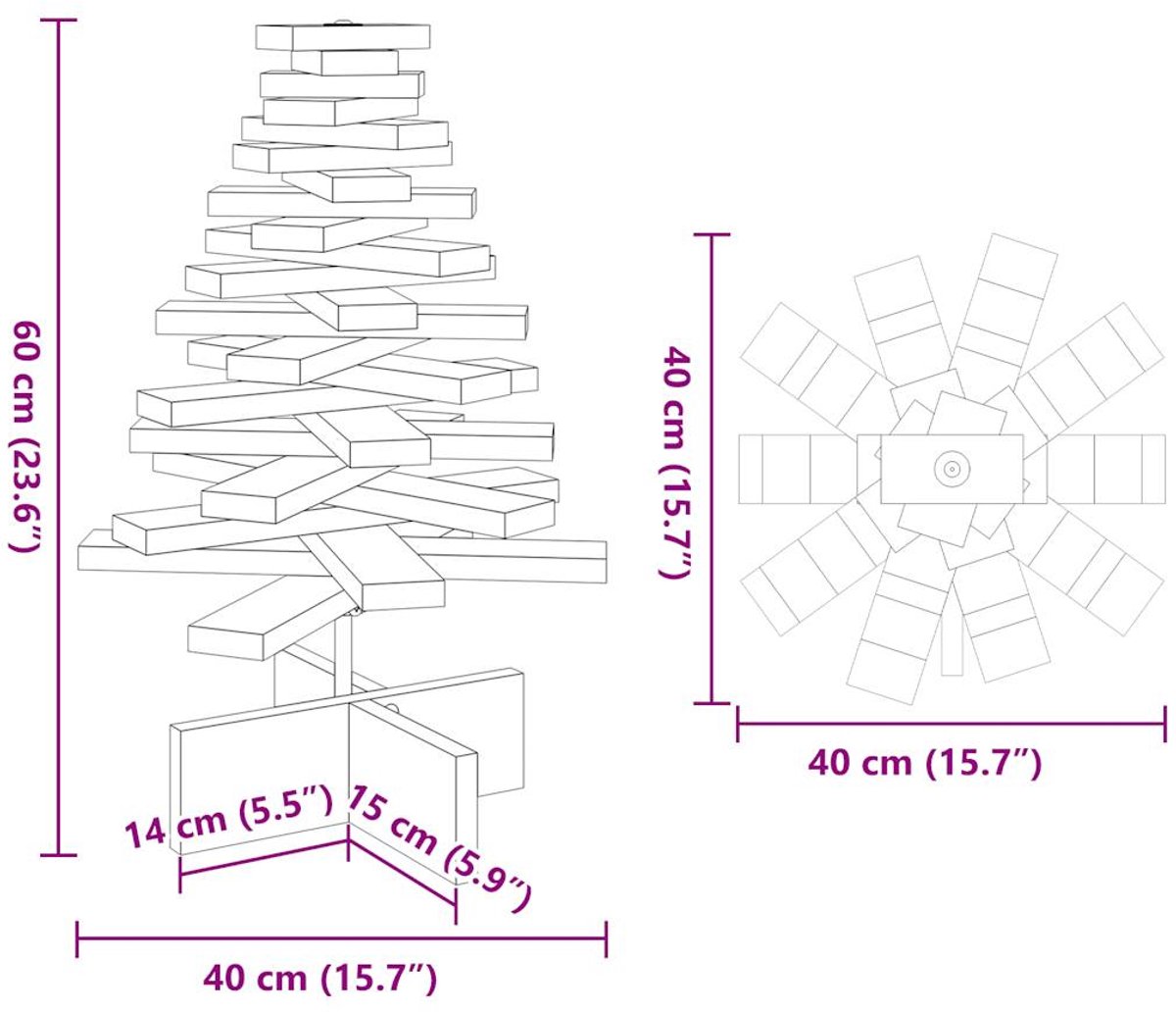 vidaXL Kerstboom massief grenenhout 60 cm wit