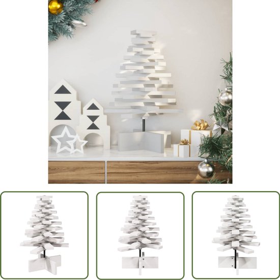 vidaXL Kerstboom massief grenenhout 60 cm wit