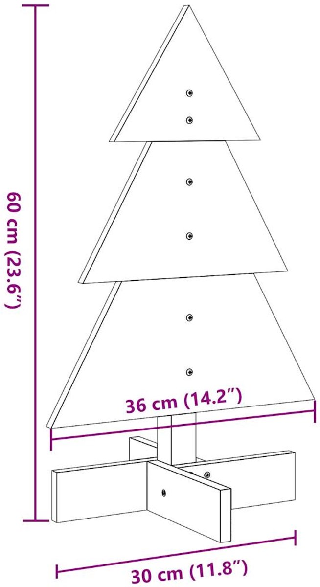 vidaXL Kerstboom massief grenenhout wit 60 cm