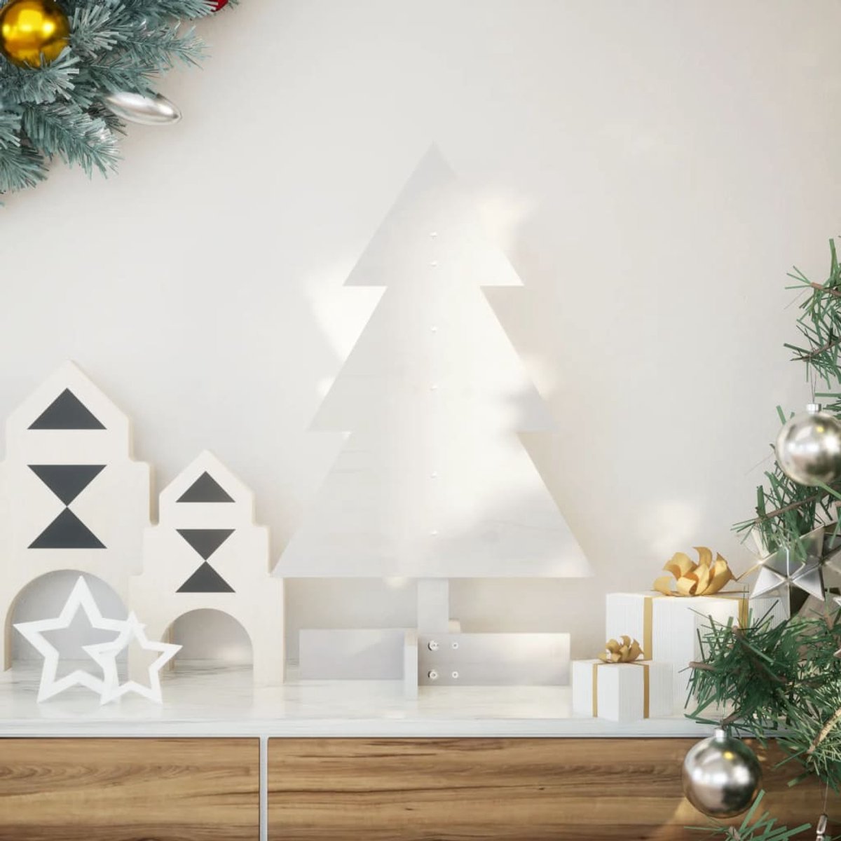 vidaXL Kerstboom massief grenenhout wit 60 cm