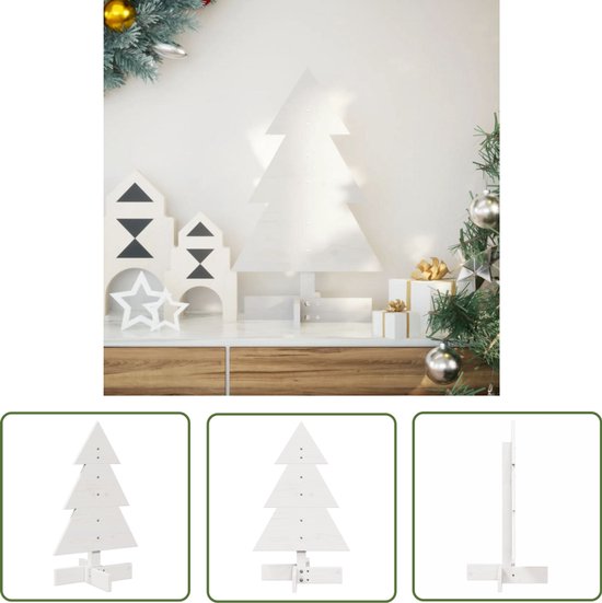 vidaXL Kerstboom massief grenenhout wit 60 cm