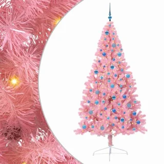 vidaXL kerstboom met 300 LED roze 240 cm PVC