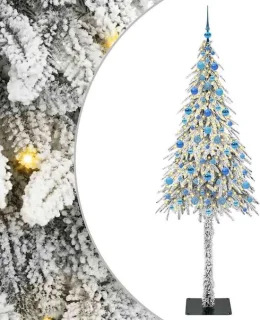 vidaXL kerstboom met 300 ledlampjes en standaard, wit, 210 cm, PE en staal
