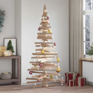 vidaXL Kerstboom met standaard naturel 210 cm massief grenenhout
