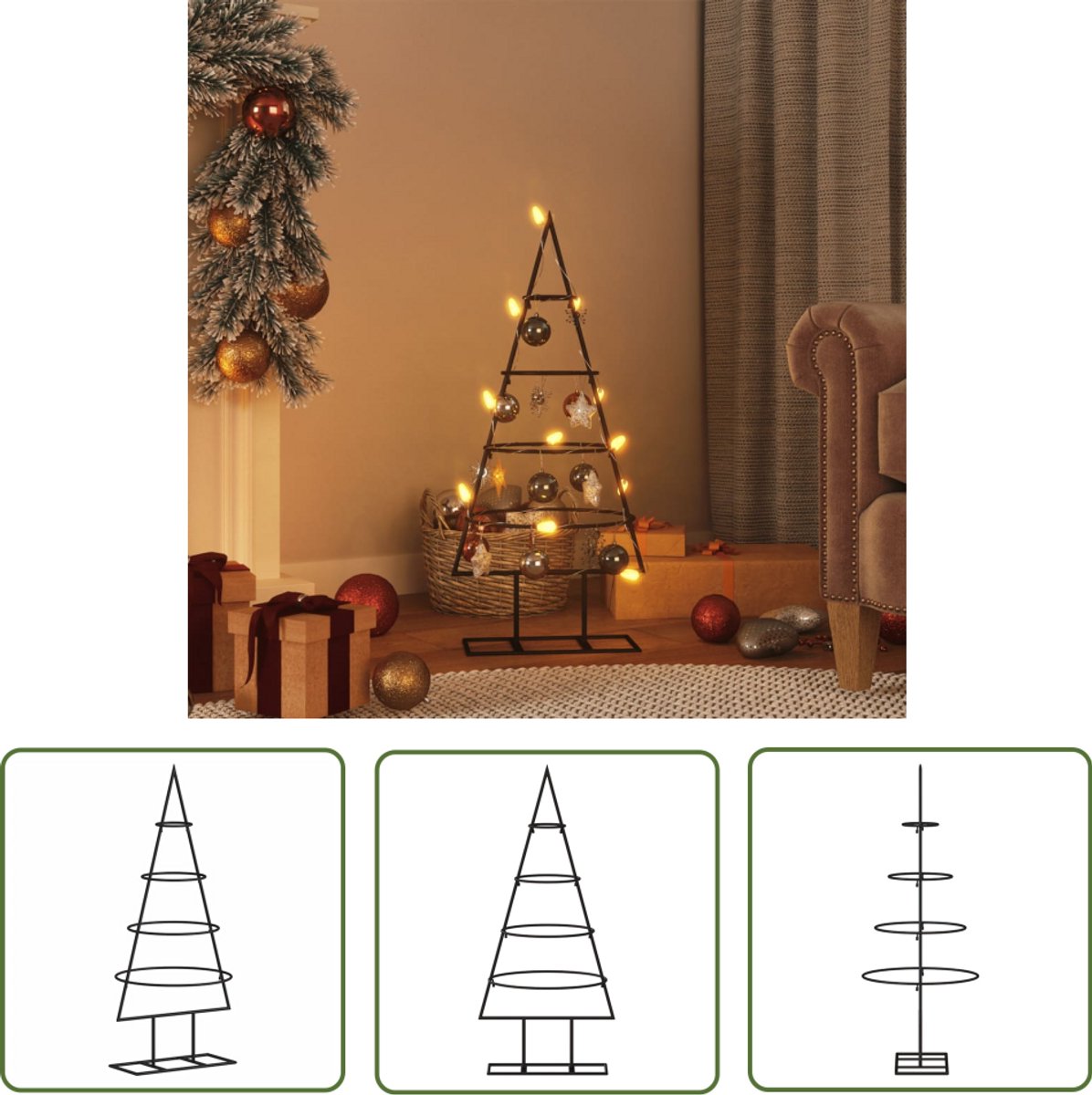vidaXL Kerstboom metaal zwart 60 cm