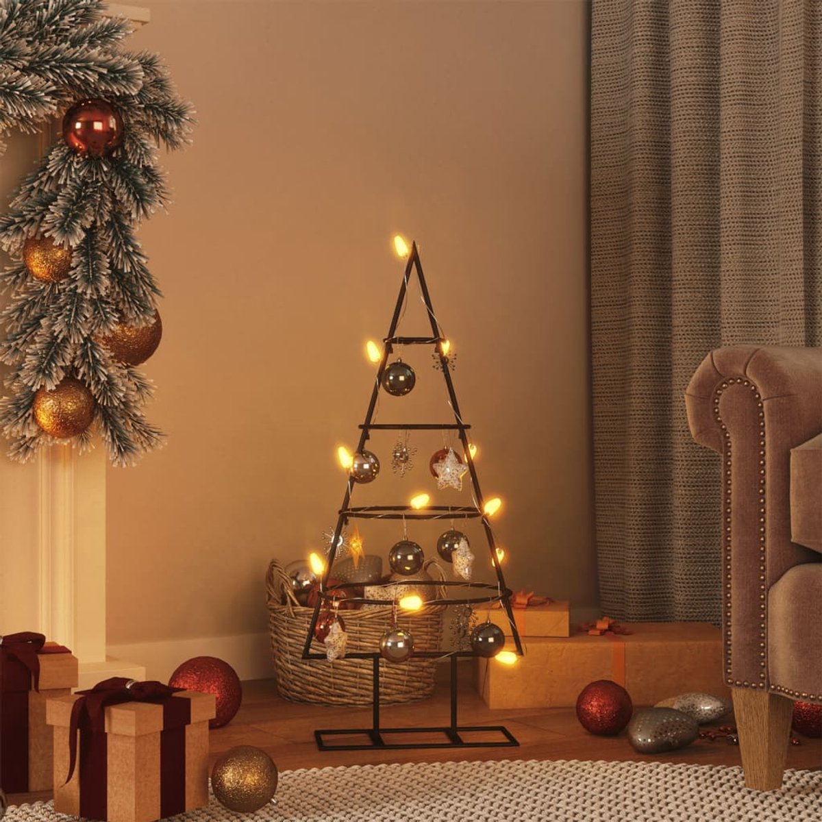 vidaXL Kerstboom metaal zwart 60 cm