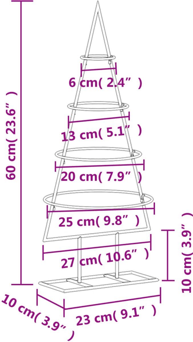 vidaXL Kerstboom metaal zwart 60 cm