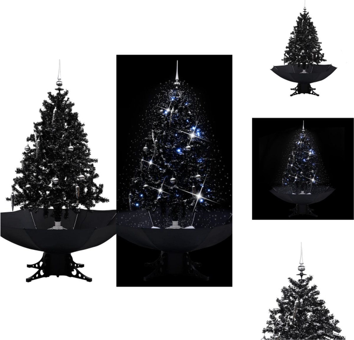 vidaXL Kerstboom PVC Sneeuwend 140 cm zwart