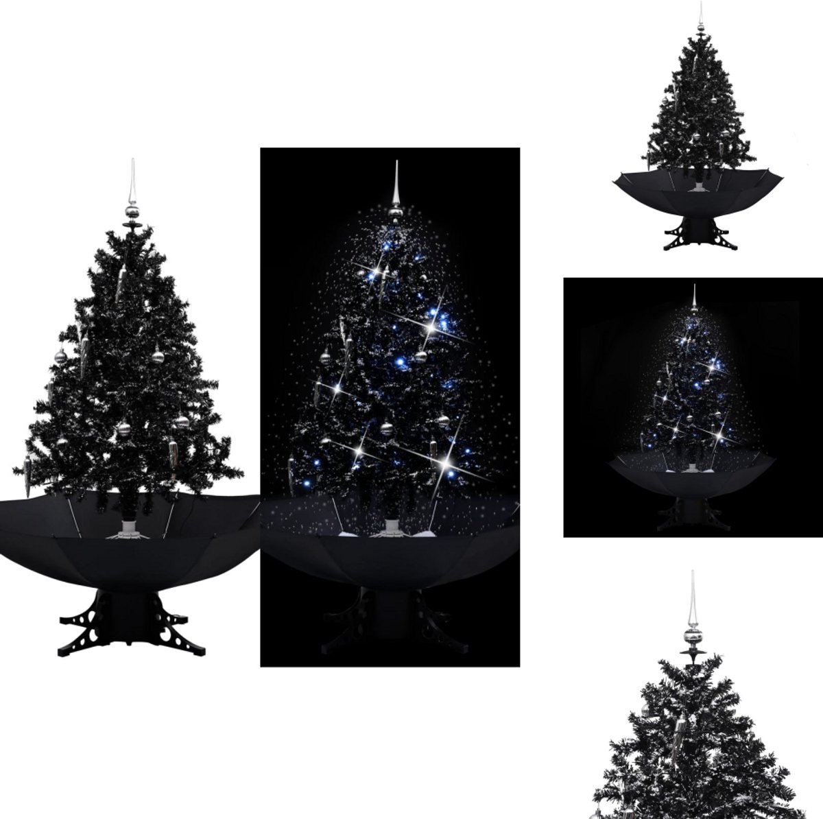 vidaXL Kerstboom PVC Sneeuwend 140 cm zwart