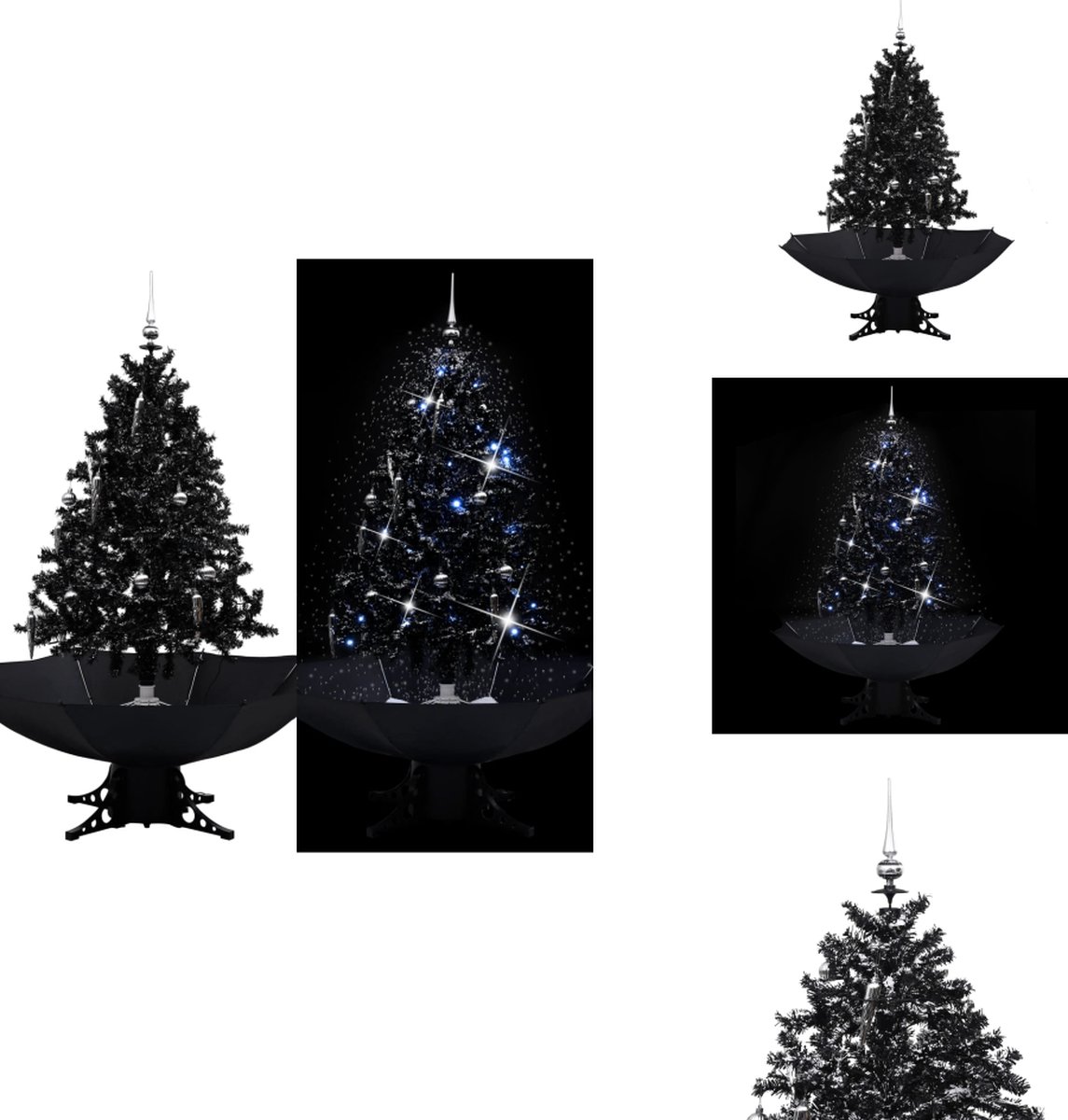 vidaXL Kerstboom PVC Sneeuwend 140 cm zwart