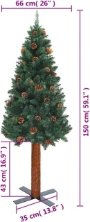 vidaXL Kerstboom smal 150 cm PVC groen