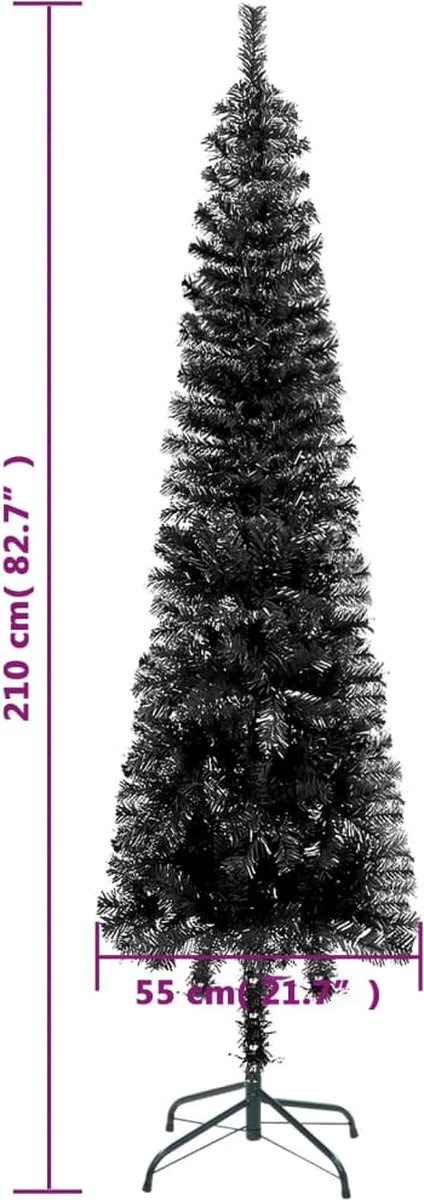 vidaXL Kerstboom Smal 210 cm Zwart