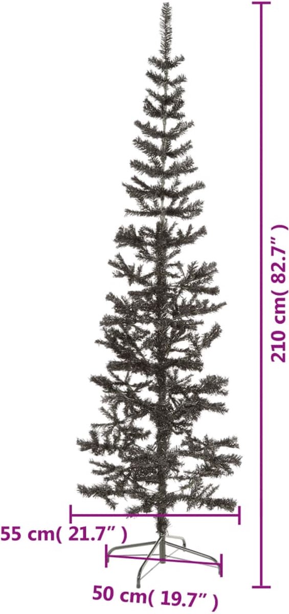 vidaXL Kerstboom Smal 210 cm Zwart