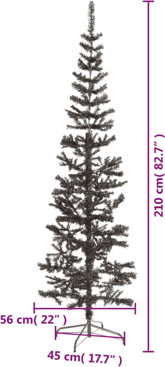 vidaXL Kerstboom Smal 210 cm Zwart