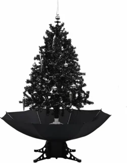 vidaXL Kerstboom Sneeuwend 140 cm PVC Zwart Paraplubasis