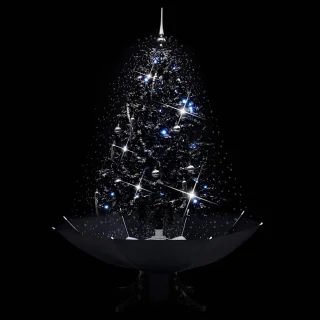 vidaXL Kerstboom Sneeuwend 140 cm PVC Zwart Paraplubasis